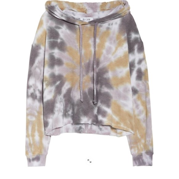 Oli | Viv Palmer Tie Dye Crop Hoodie in Mauve Batik Size S - NWT - Picture 3 of 6